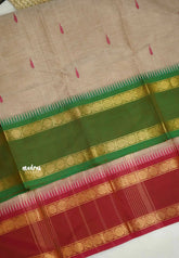 Karthigai silk cotton Rudhraksham Ganga Jamuna border  - Beige color - Madras Sarees